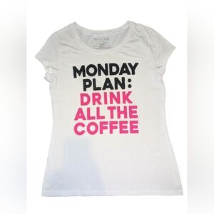 White Graphic Tee with Pink and Black Text Size XL 15-17